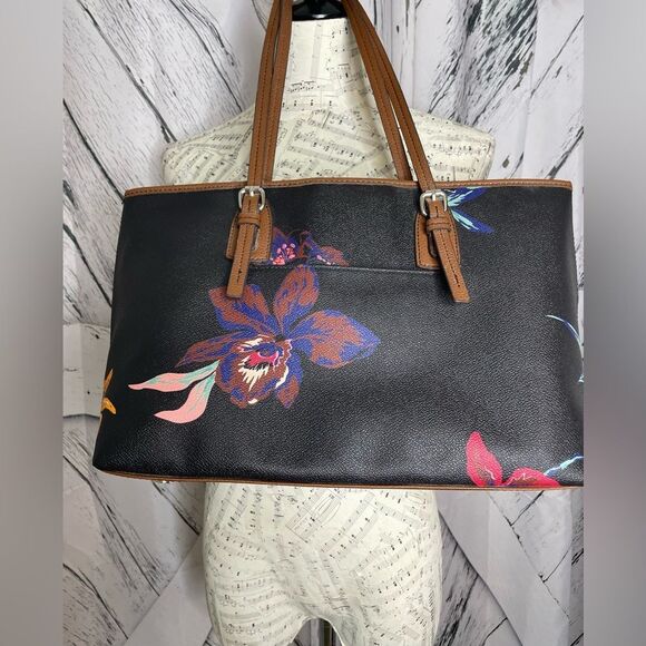 NWT Dana Buchman Danny Shopper Tote Floral Black - Picture 2 of 11